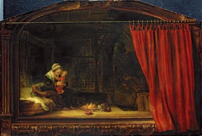 Sacra Famiglia con una tenda da Rembrandt van Rijn